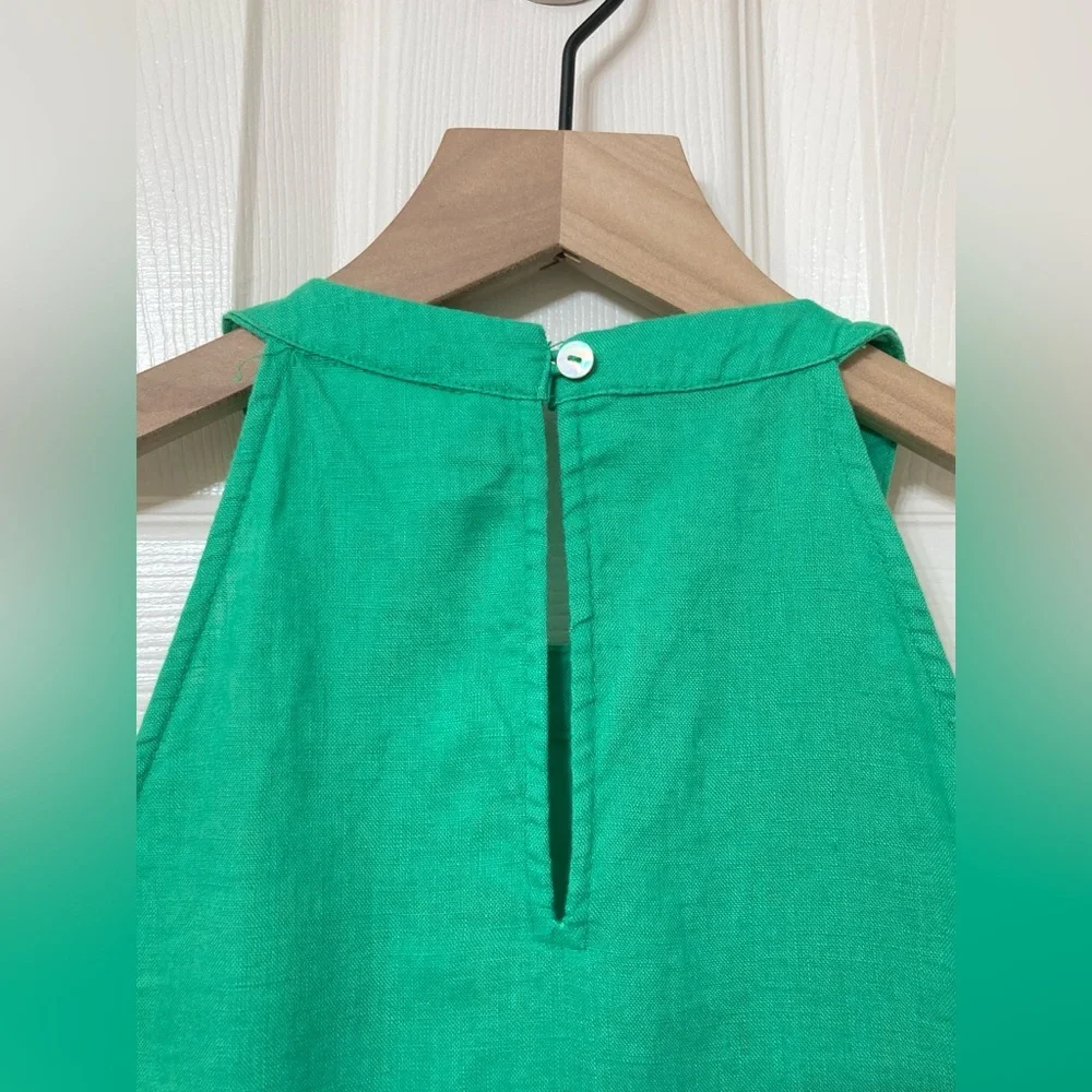 Sigrid Olsen 100% Linen Kelly Green Halter Mini Shift Dress XS Preppy Resort - Picture 5 of 6